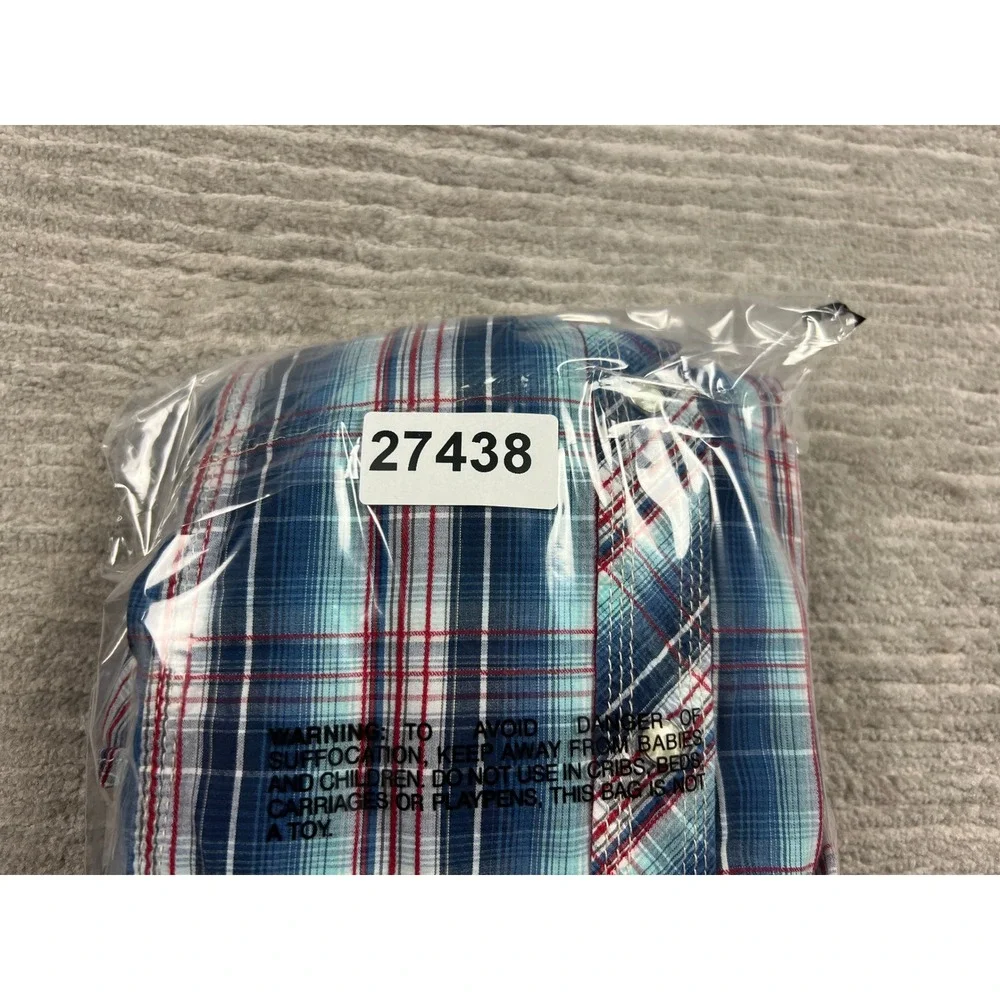 True Religion Shirt Mens XXL Blue Plaid Western Pearl Snap ML4BL68MDHP Cotton